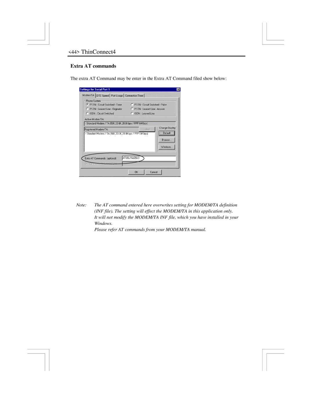 EXP Computer ThinConnect4 user manual Extra AT commands 