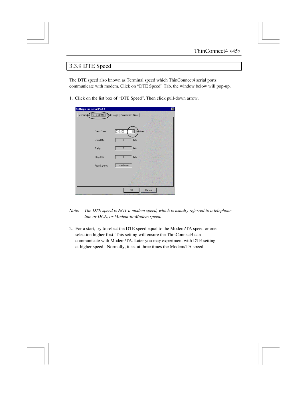 EXP Computer user manual ThinConnect4 DTE Speed 