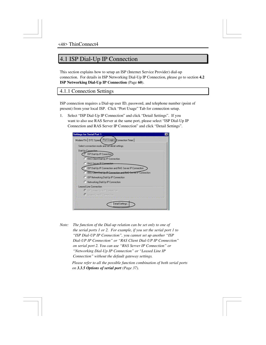 EXP Computer ThinConnect4 user manual ISP Dial-Up IP Connection, Connection Settings 