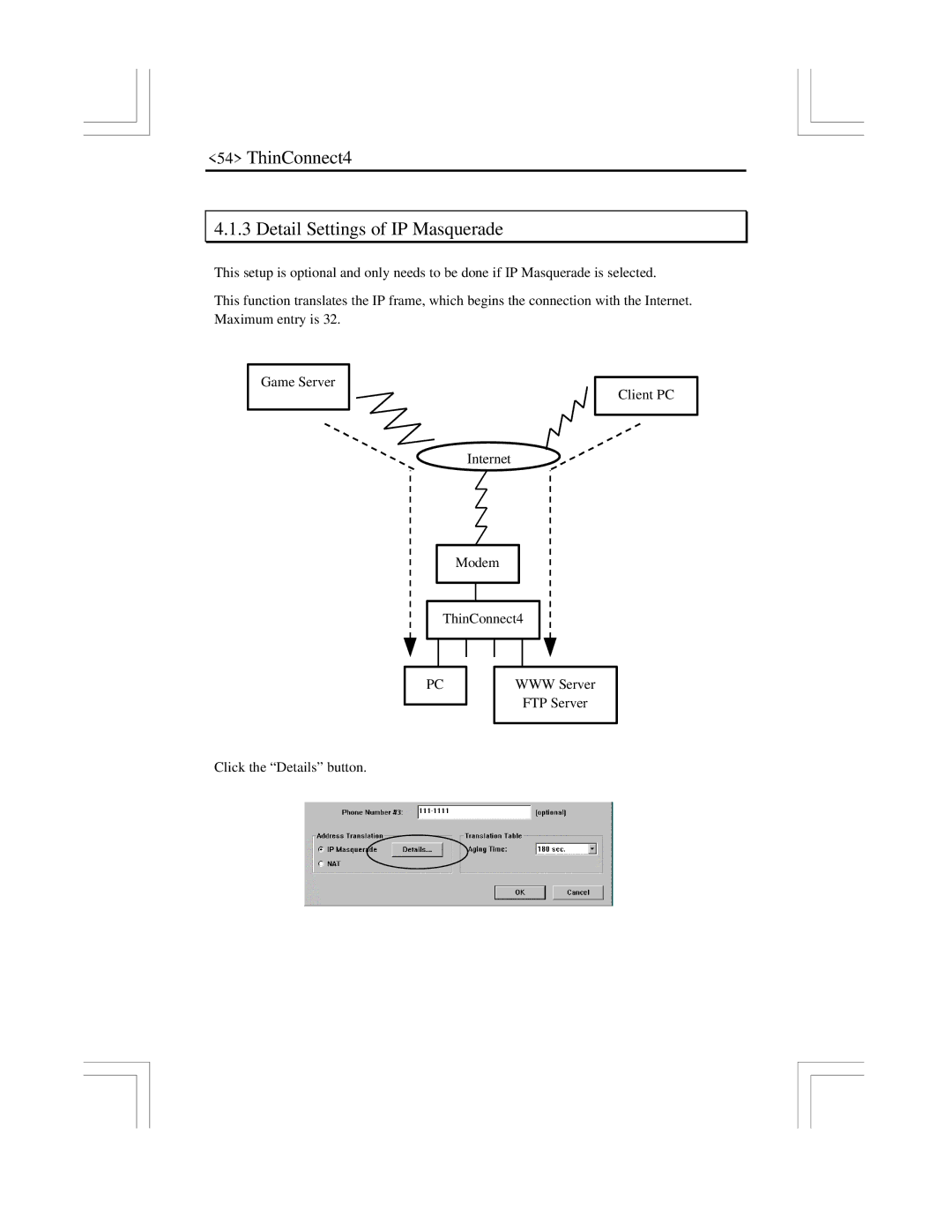 EXP Computer user manual ThinConnect4 Detail Settings of IP Masquerade 