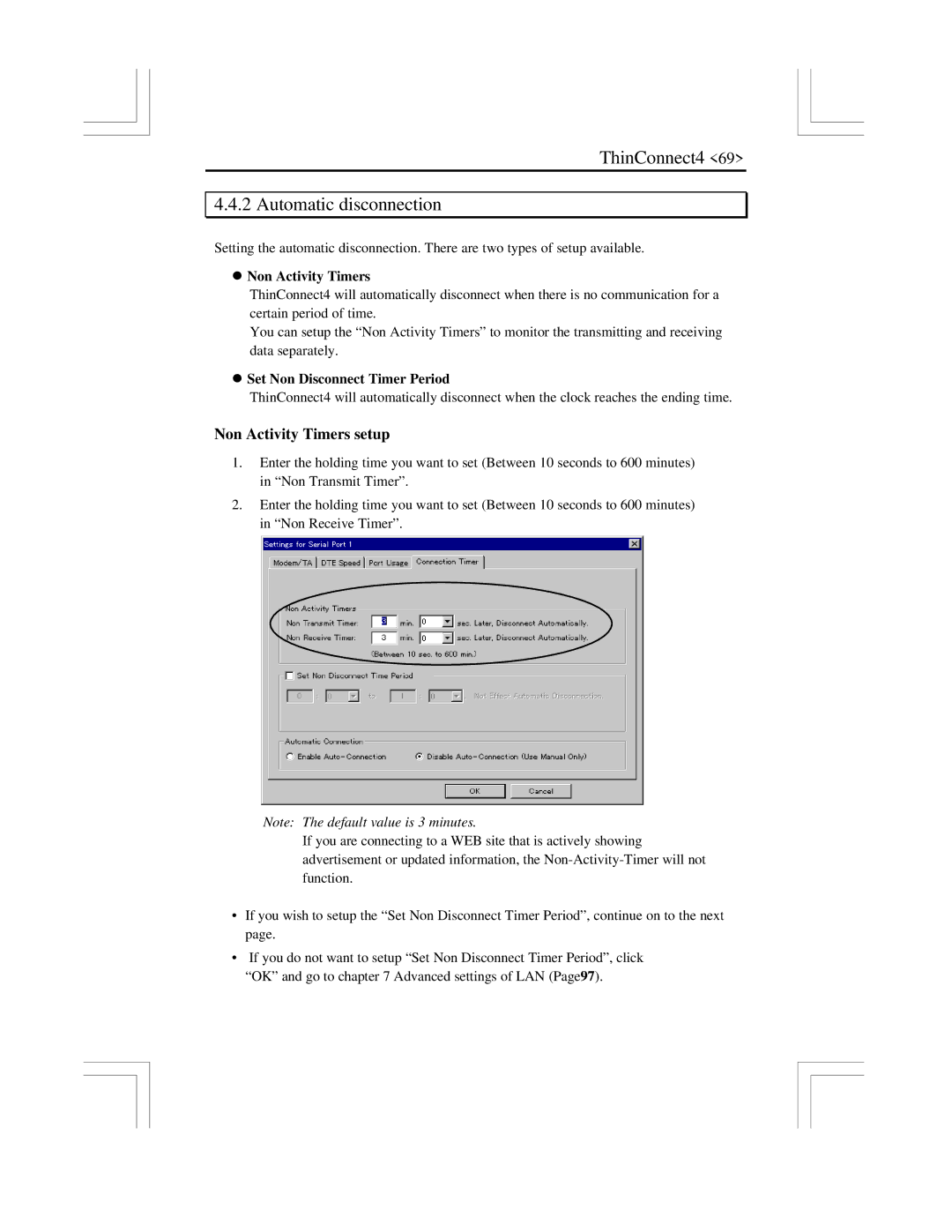 EXP Computer ThinConnect4 Automatic disconnection, Non Activity Timers setup, Set Non Disconnect Timer Period 