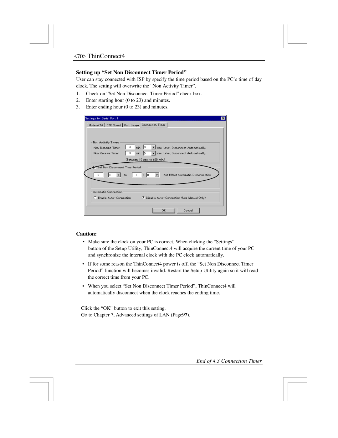 EXP Computer ThinConnect4 user manual Setting up Set Non Disconnect Timer Period 