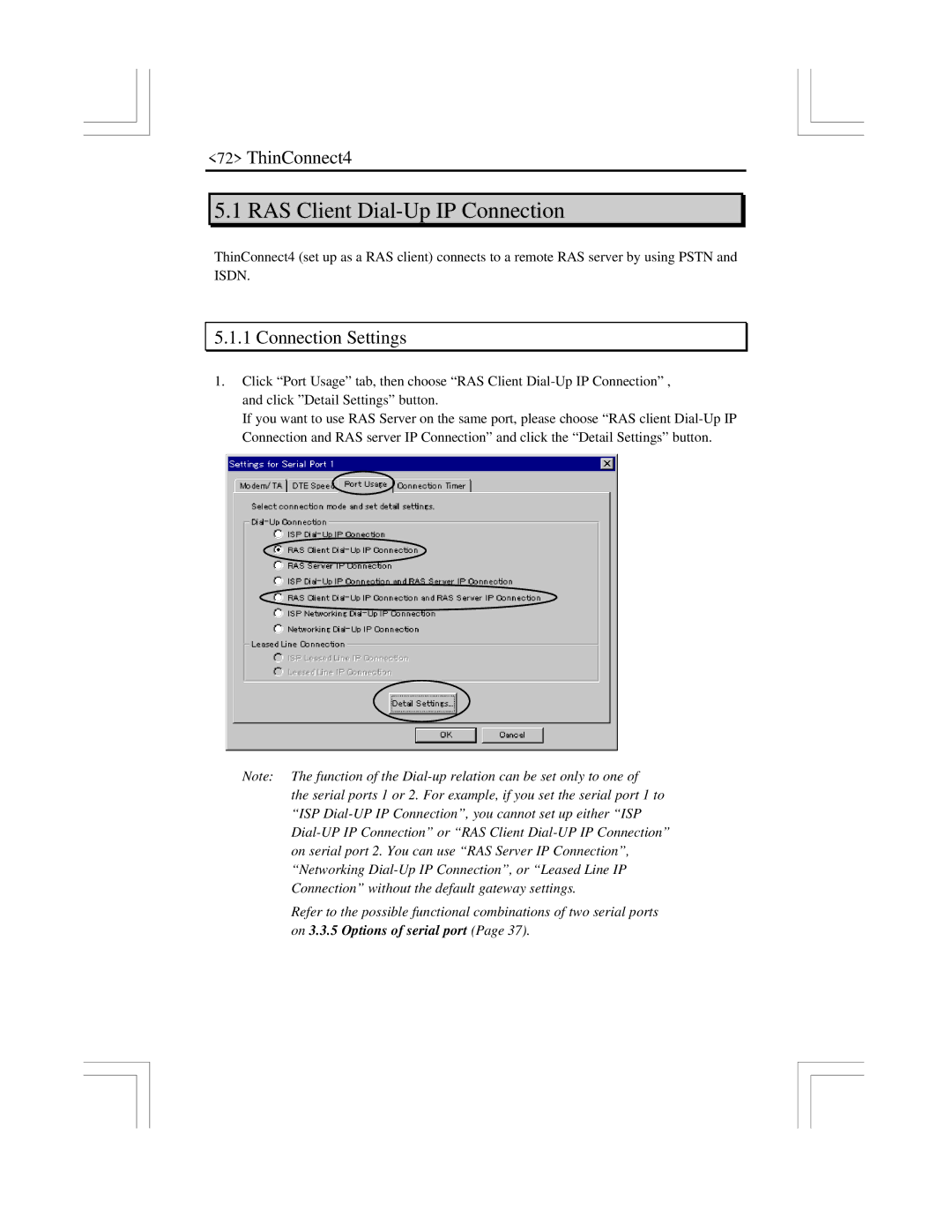 EXP Computer ThinConnect4 user manual RAS Client Dial-Up IP Connection, Connection Settings 