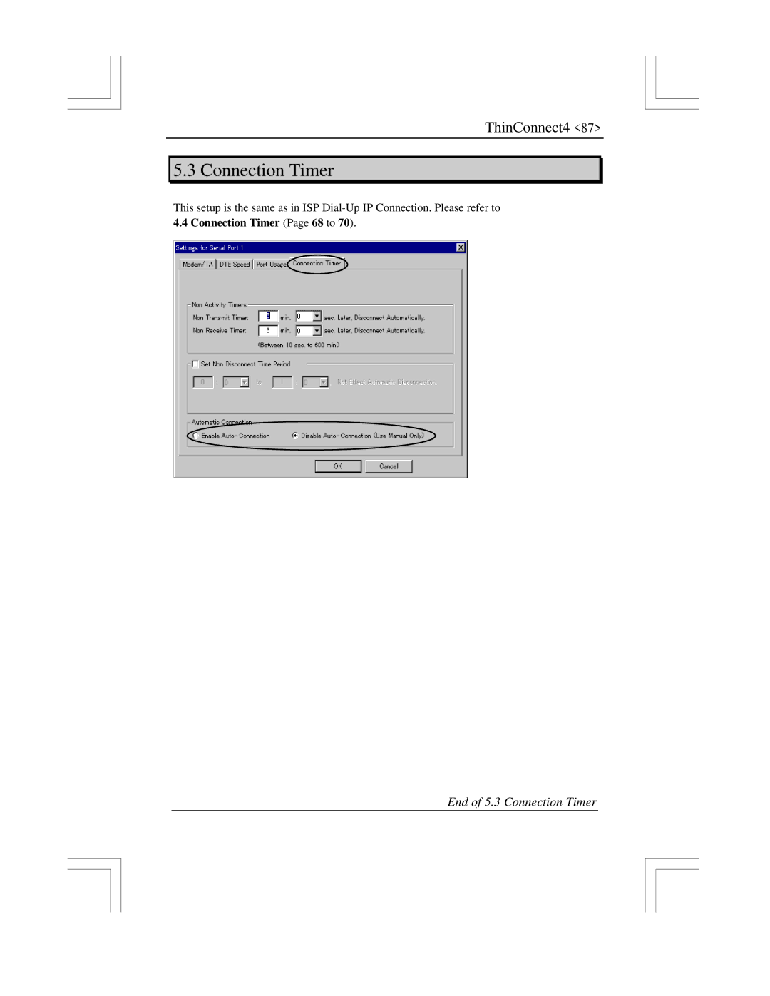 EXP Computer ThinConnect4 user manual Connection Timer Page 68 to 