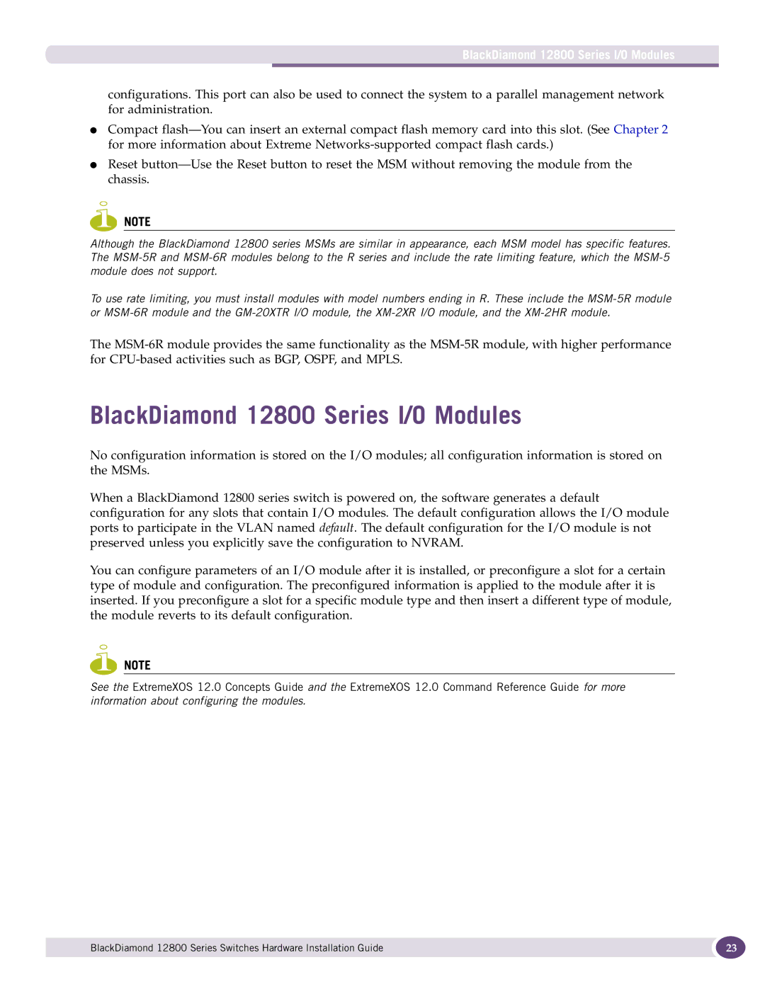 Extreme Networks manual BlackDiamond 12800 Series I/O Modules 