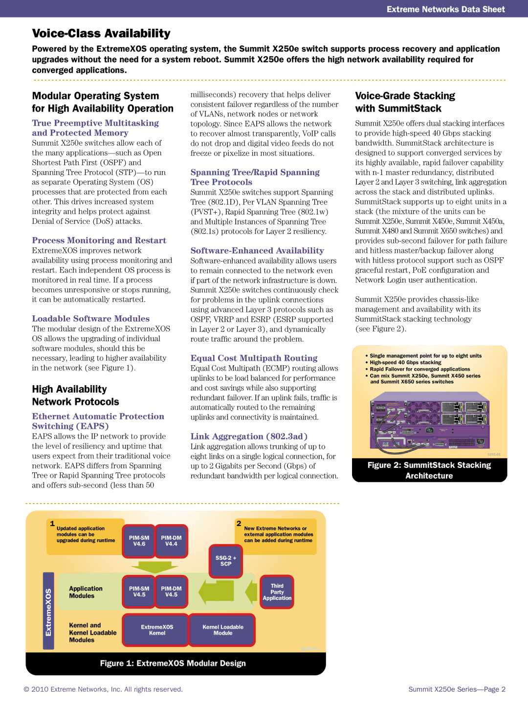 Extreme Networks 15101 manual Modular Operating System for High Availability Operation, High Availability Network Protocols 