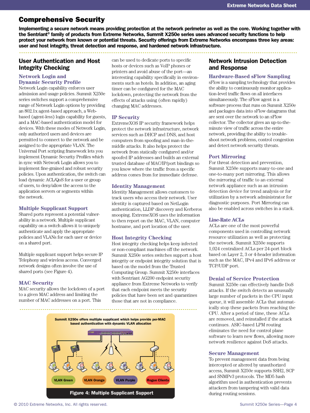 Extreme Networks 15101 manual User Authentication and Host Integrity Checking, Network Intrusion Detection and Response 