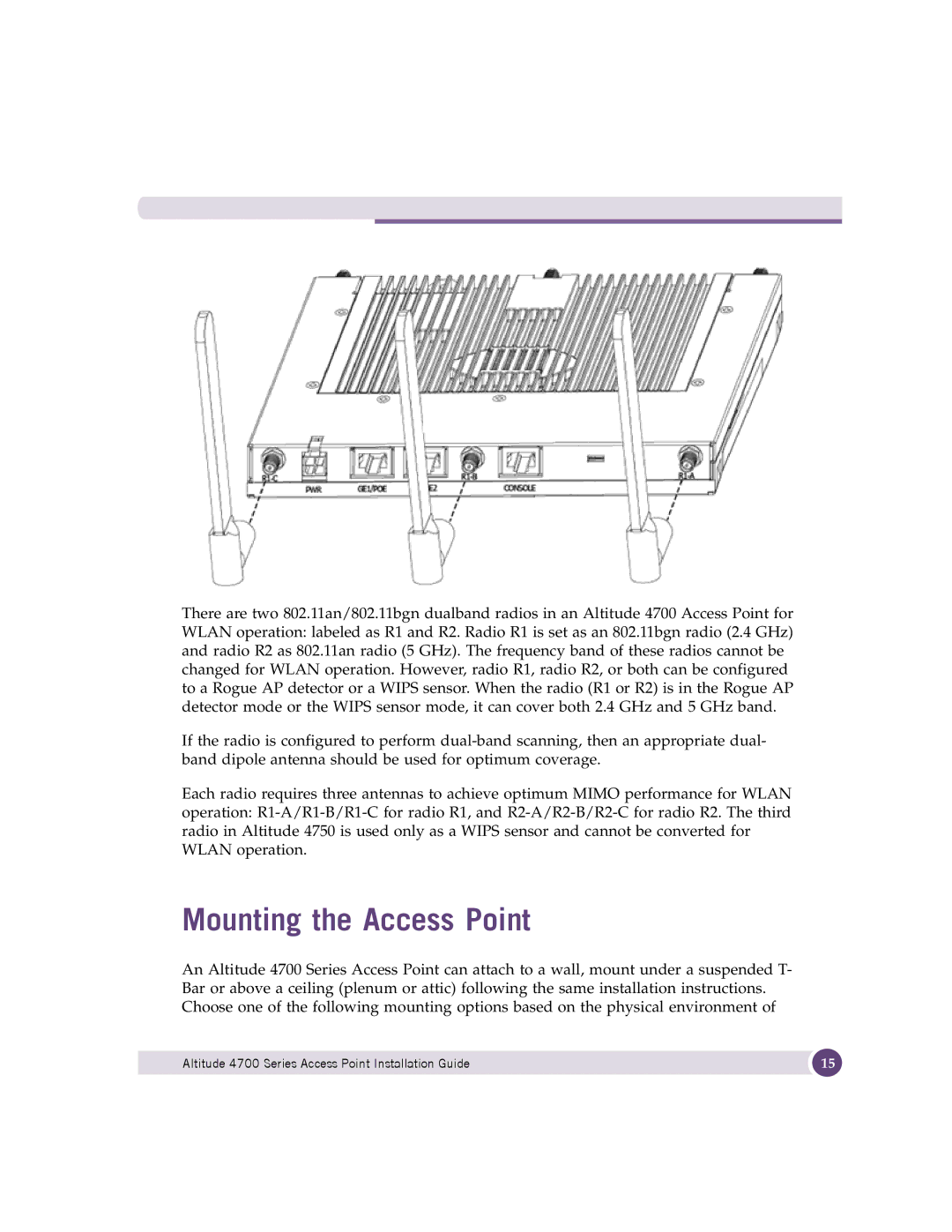 Extreme Networks 4700 manual Mounting the Access Point 