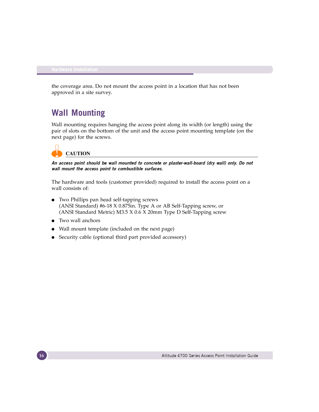 Extreme Networks 4700 manual Wall Mounting 