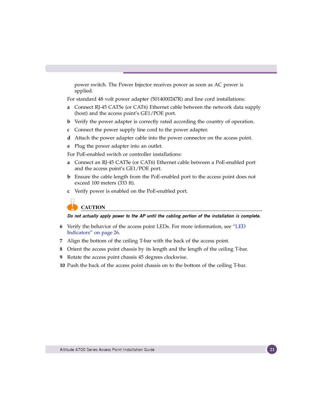 Extreme Networks manual Altitude 4700 Series Access Point Installation Guide 