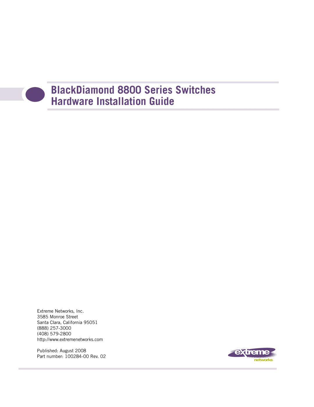 Extreme Networks 8800 Series manual 