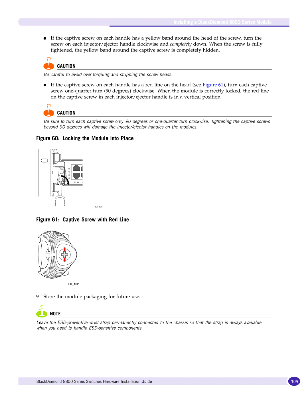 Extreme Networks 8800 Series manual Locking the Module into Place 