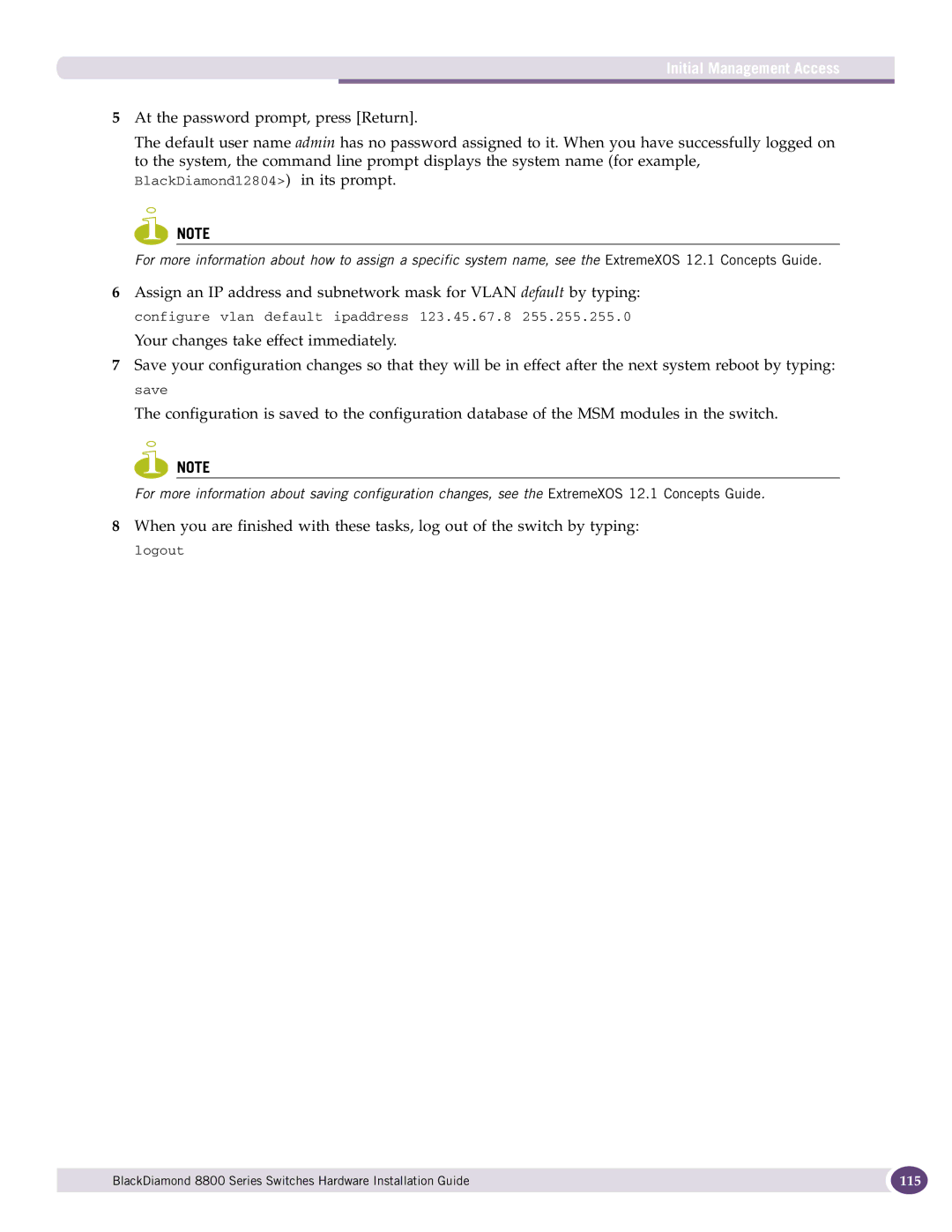 Extreme Networks 8800 Series manual 115 