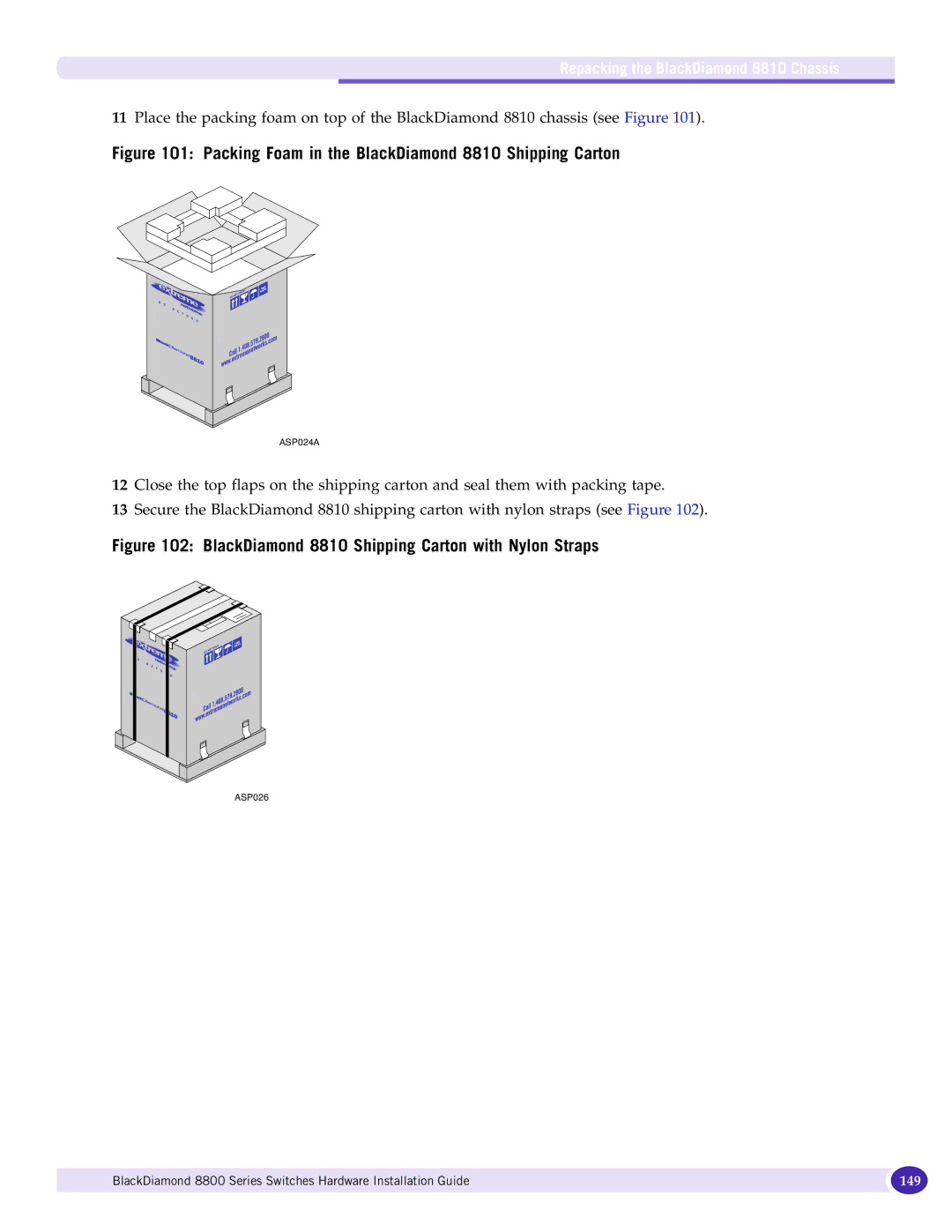 Extreme Networks 8800 Series manual Packing Foam in the BlackDiamond 8810 Shipping Carton 