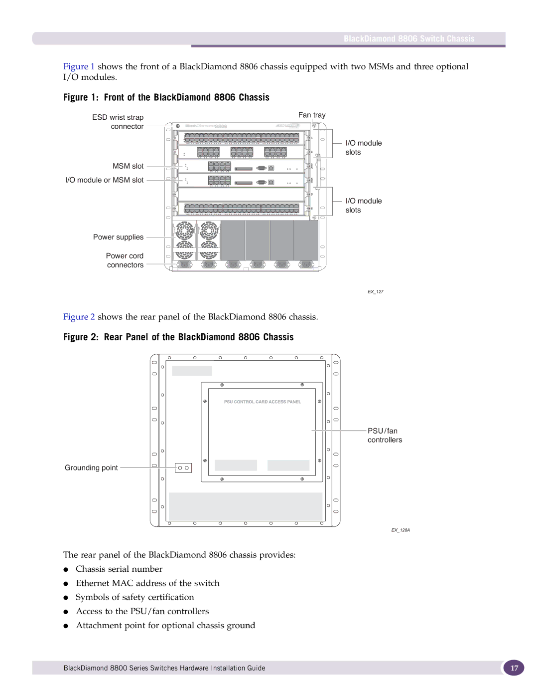 Extreme Networks 8800 Series manual Front of the BlackDiamond 8806 Chassis, BlackDiamond 8806 Switch Chassis 