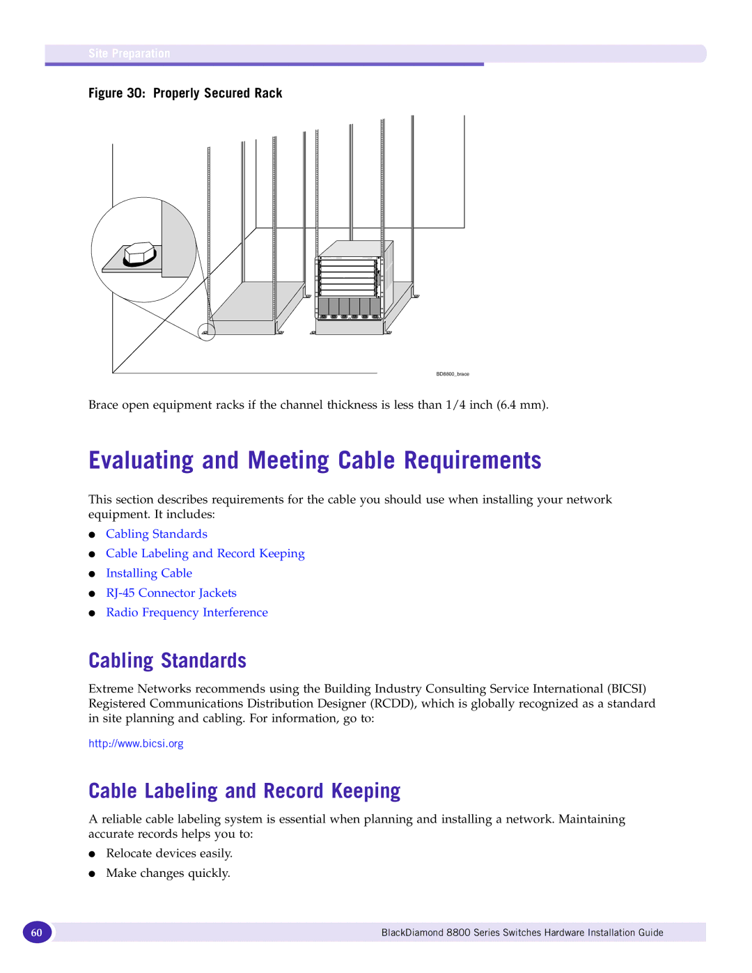 Extreme Networks 8800 Series manual Evaluating and Meeting Cable Requirements, Cabling Standards 