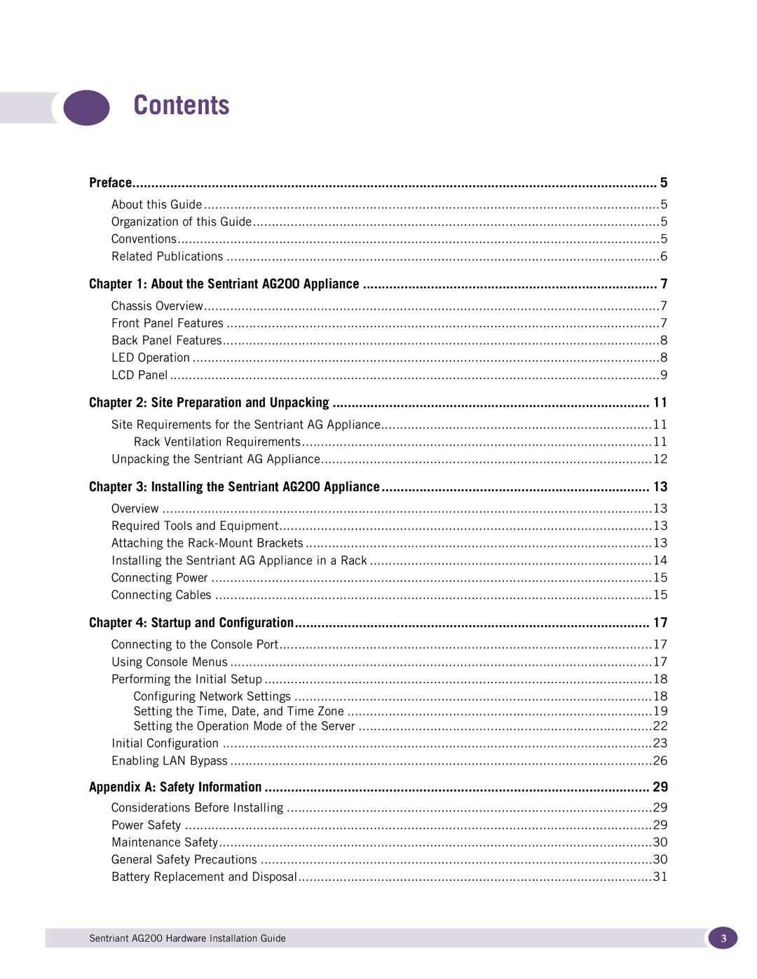 Extreme Networks AG200 manual Contents 