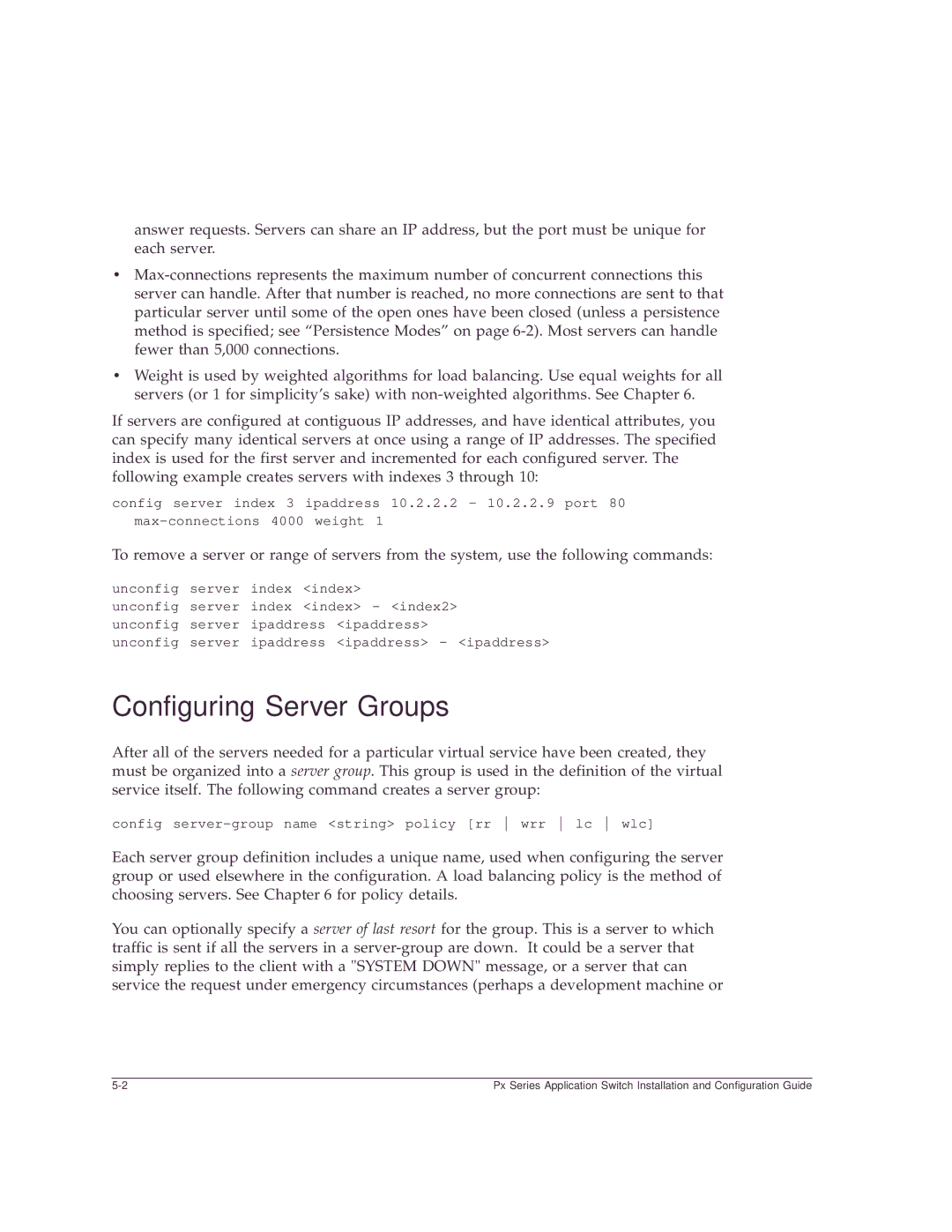 Extreme Networks Px Series manual Configuring Server Groups 