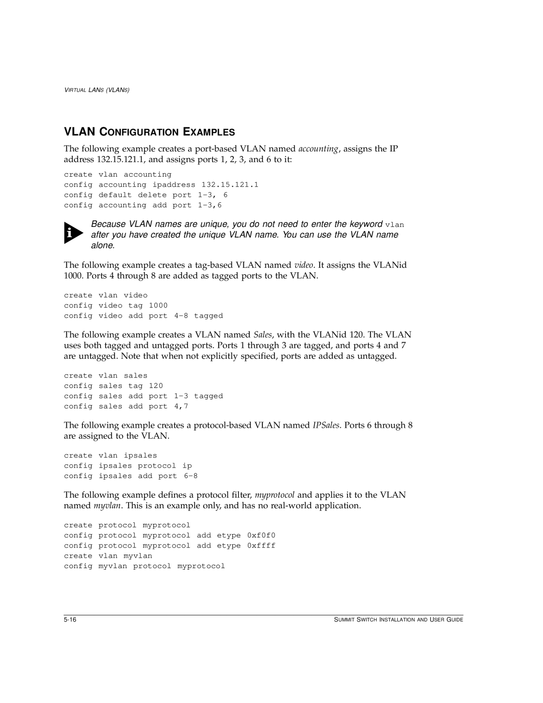 Extreme Networks Summit1 manual Vlan Configuration Examples 