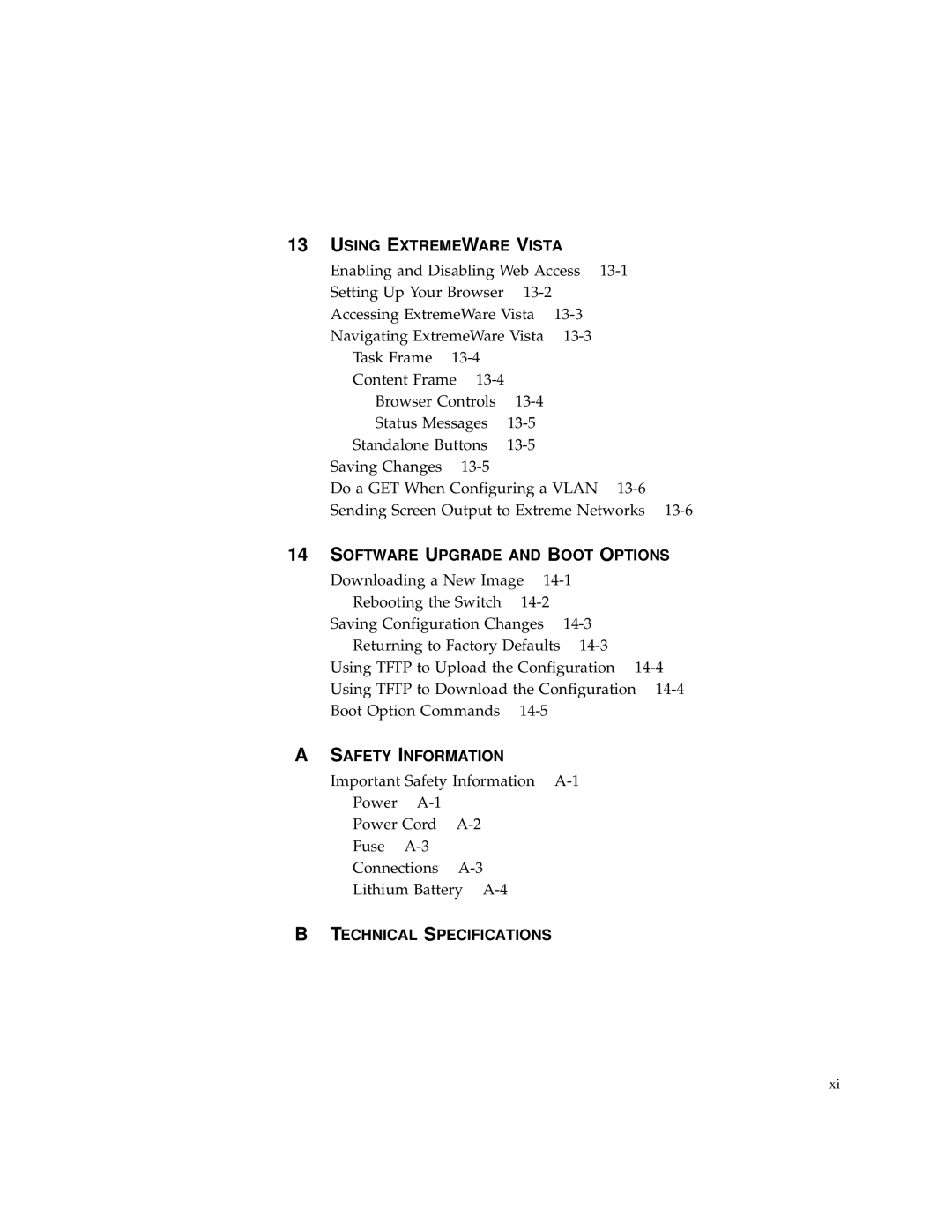 Extreme Networks Summit1 manual Technical Specifications 