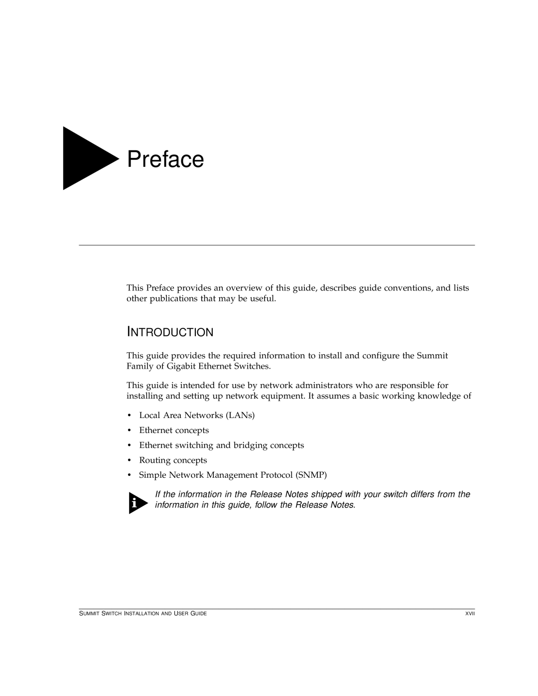 Extreme Networks Summit1 manual Preface, Introduction 