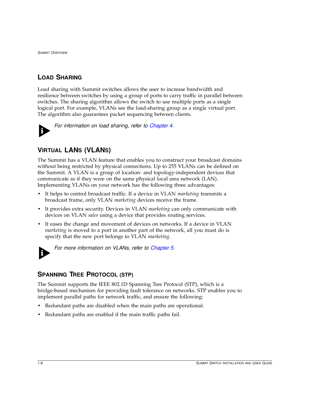 Extreme Networks Summit1 manual Load Sharing, Spanning Tree Protocol STP 