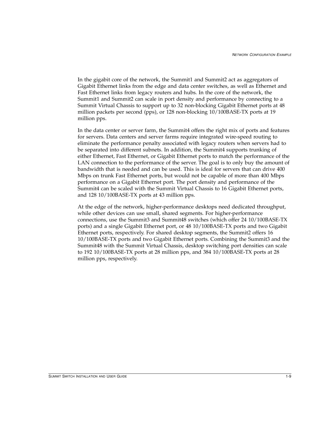 Extreme Networks Summit1 manual Network Configuration Example 