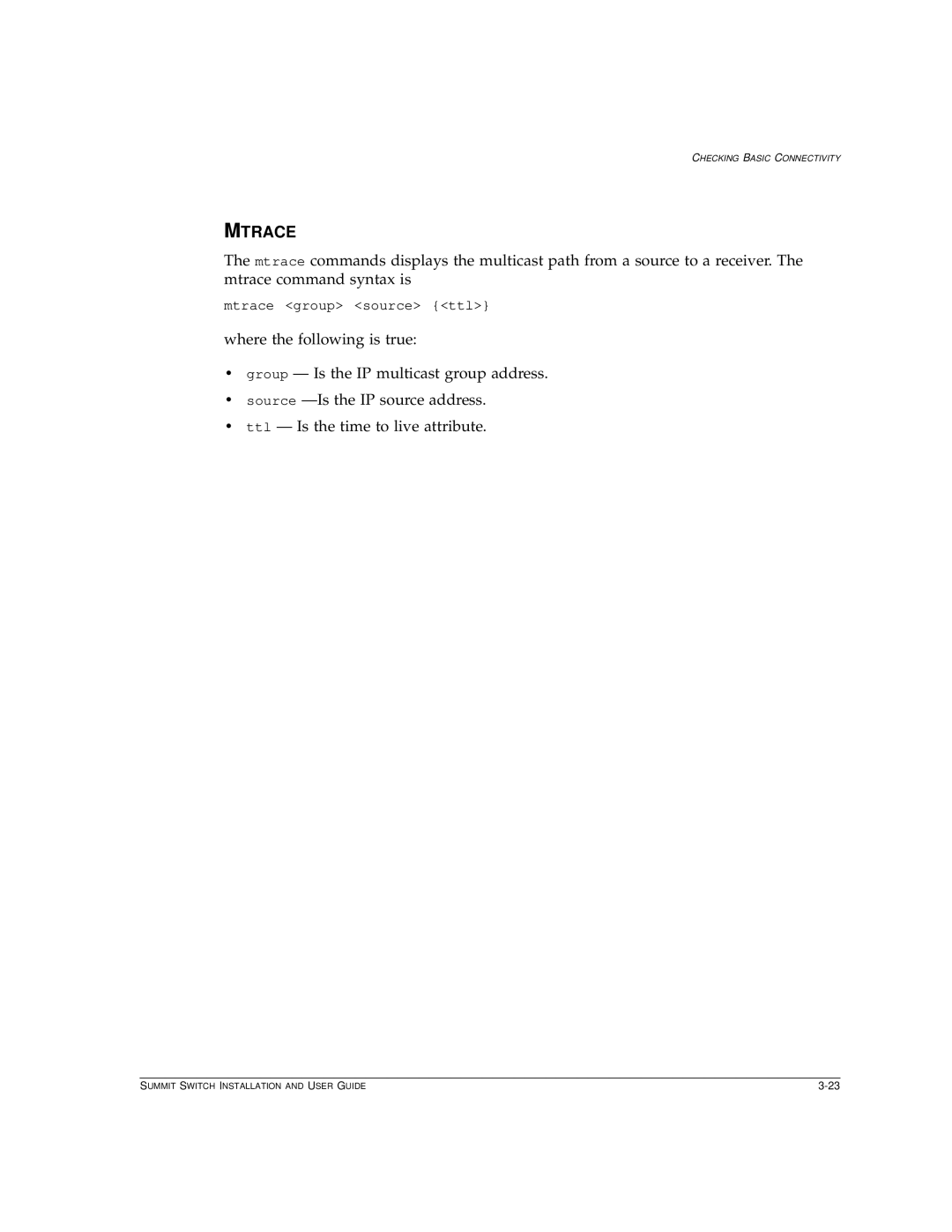 Extreme Networks Summit1 manual Mtrace 