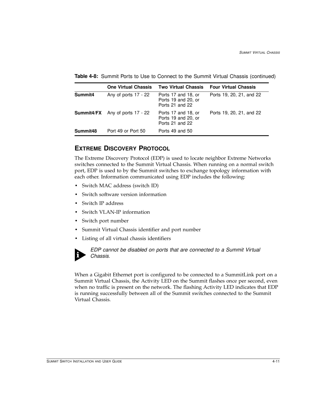 Extreme Networks Summit1 manual Extreme Discovery Protocol, Summit4/FX, Summit48 