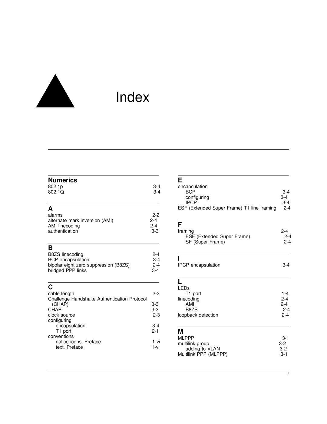 Extreme Networks WM-4T1i manual Index, Numerics 