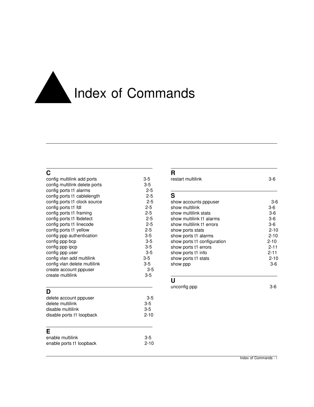 Extreme Networks WM-4T1i manual Index of Commands 