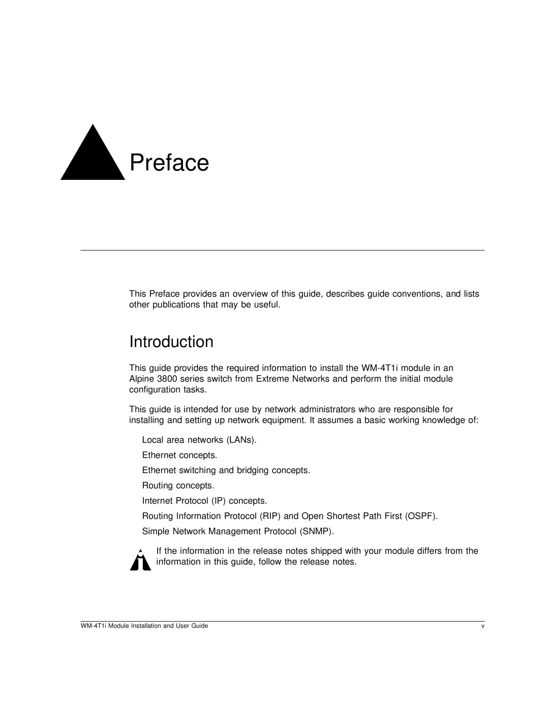 Extreme Networks WM-4T1i manual Preface, Introduction 