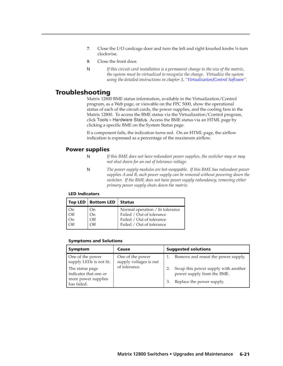 Extron electronic 12800 manual Troubleshooting, Power supplies 