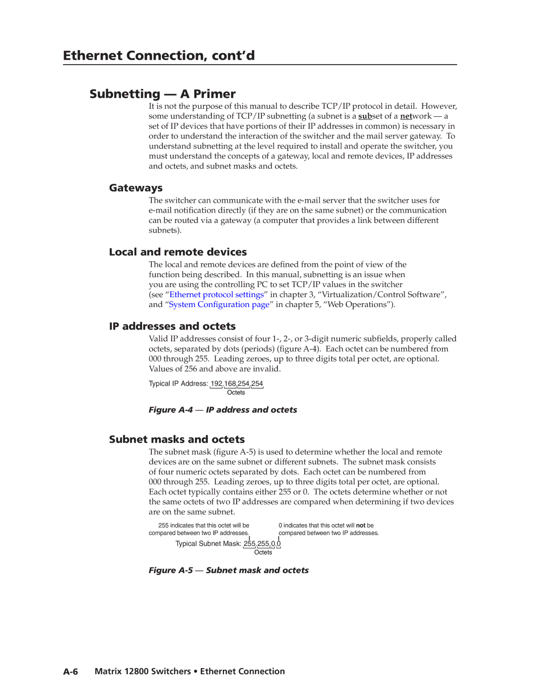 Extron electronic 12800 manual Subnetting a Primer, Gatewayss, Local and remote devices, IP addressses and octets 