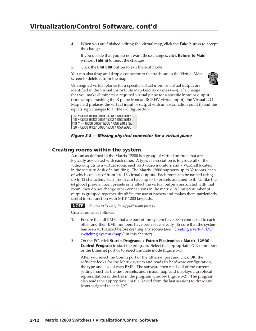 Extron electronic 12800 manual Creating roomss within the sysstem, Switching system map in this chapter 