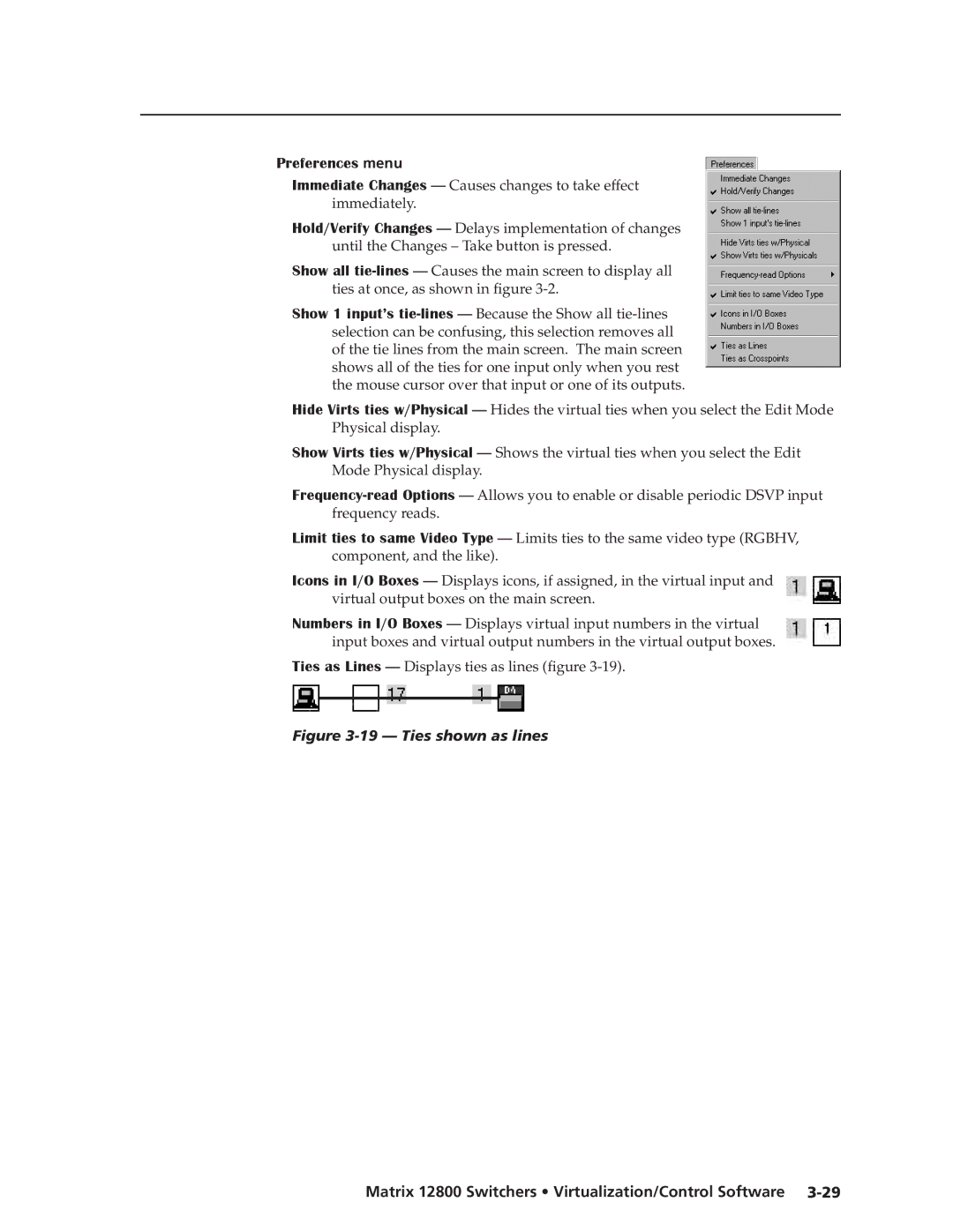 Extron electronic 12800 manual Preferences menu 