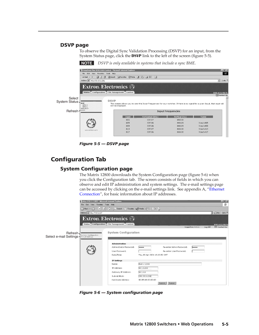 Extron electronic 12800 manual Configuration Tab, Dsvp, Sysstem Configuration 