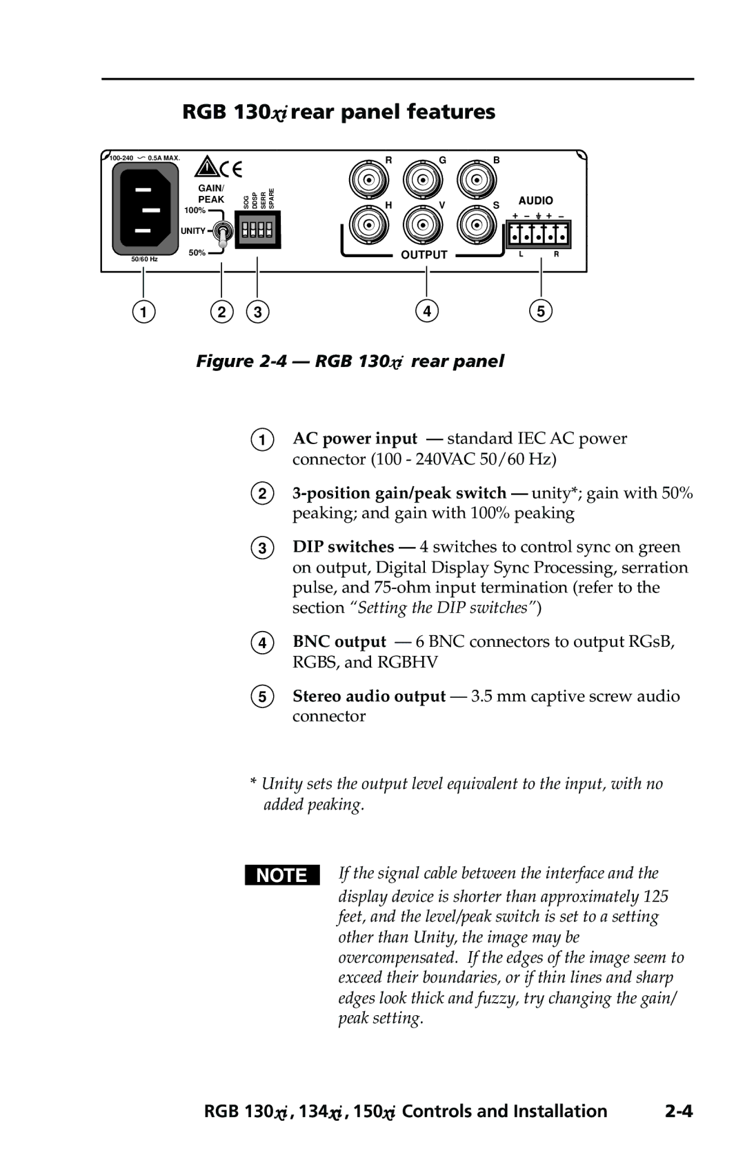 Extron electronic 134xi, 150xi user manual RGB 130xi rear panel features 