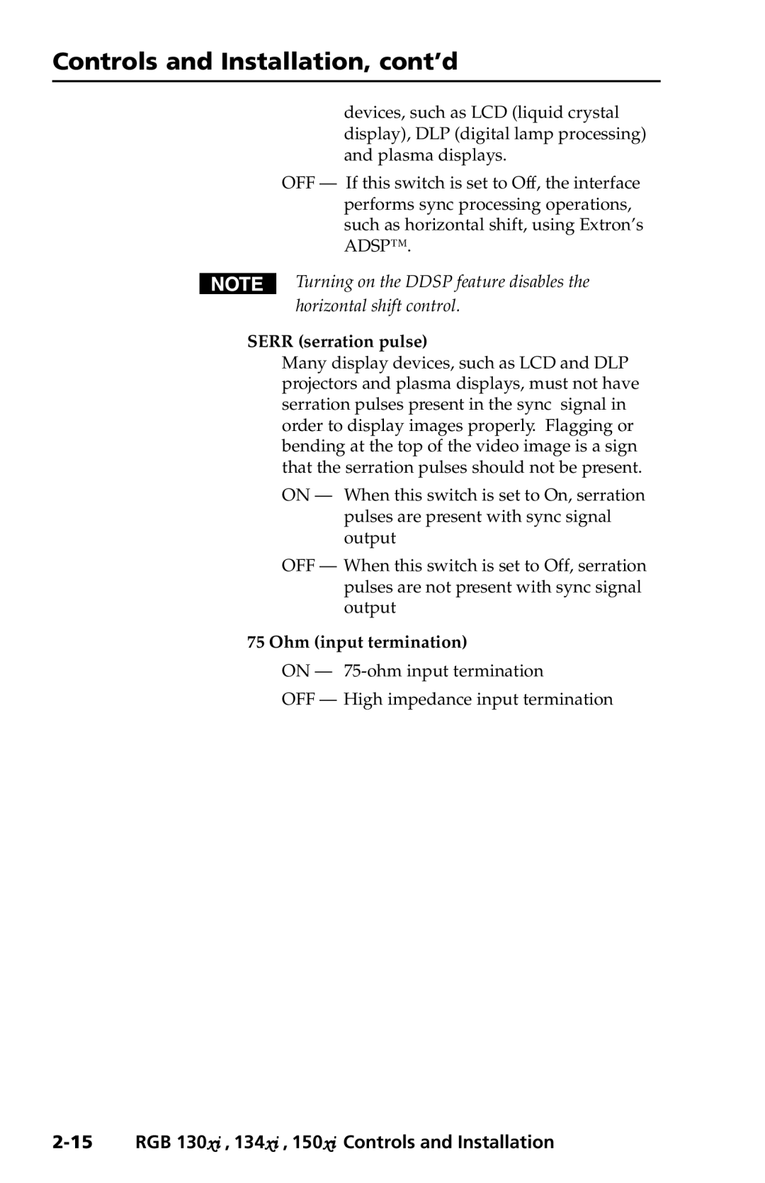 Extron electronic 150xi, 130xi, 134xi user manual Ohm input termination 