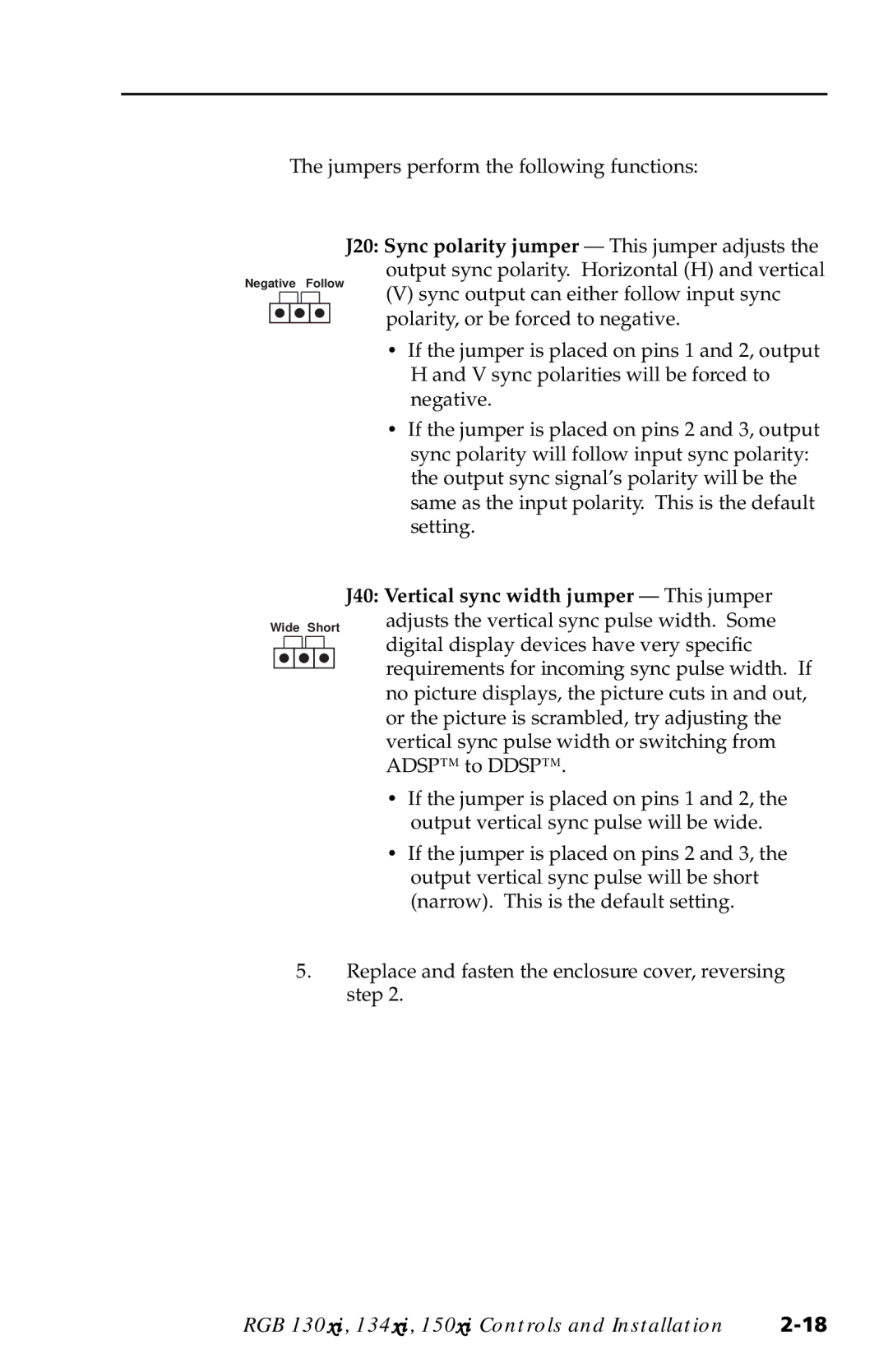 Extron electronic 150xi, 130xi, 134xi user manual Jumpers perform the following functions 