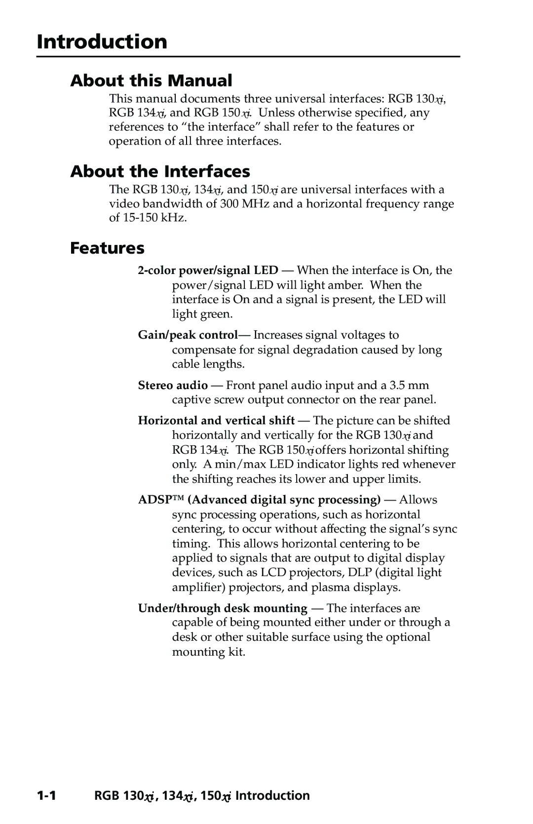 Extron electronic 130xi, 150xi, 134xi user manual Introduction 