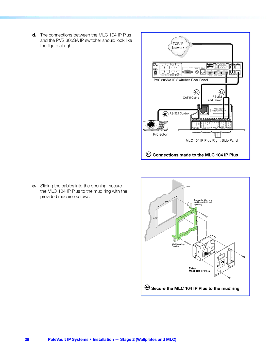 Extron electronic 305SA manual Connections made to the MLC 104 IP Plus, Tcp/Ip 