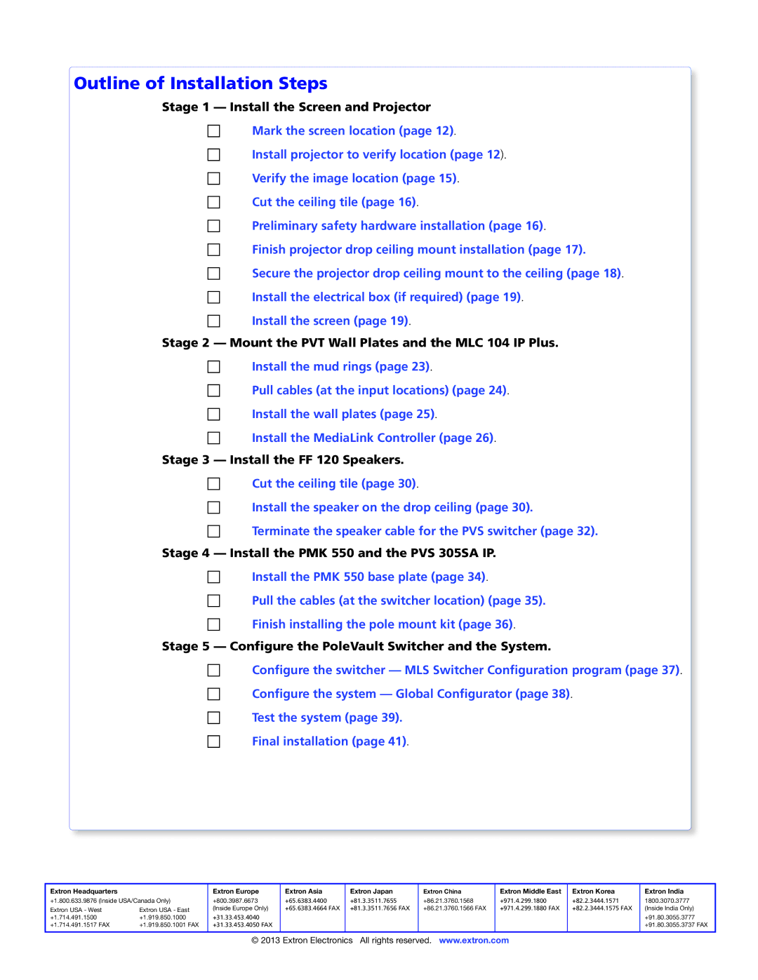 Extron electronic 305SA manual Outline of Installation Steps 