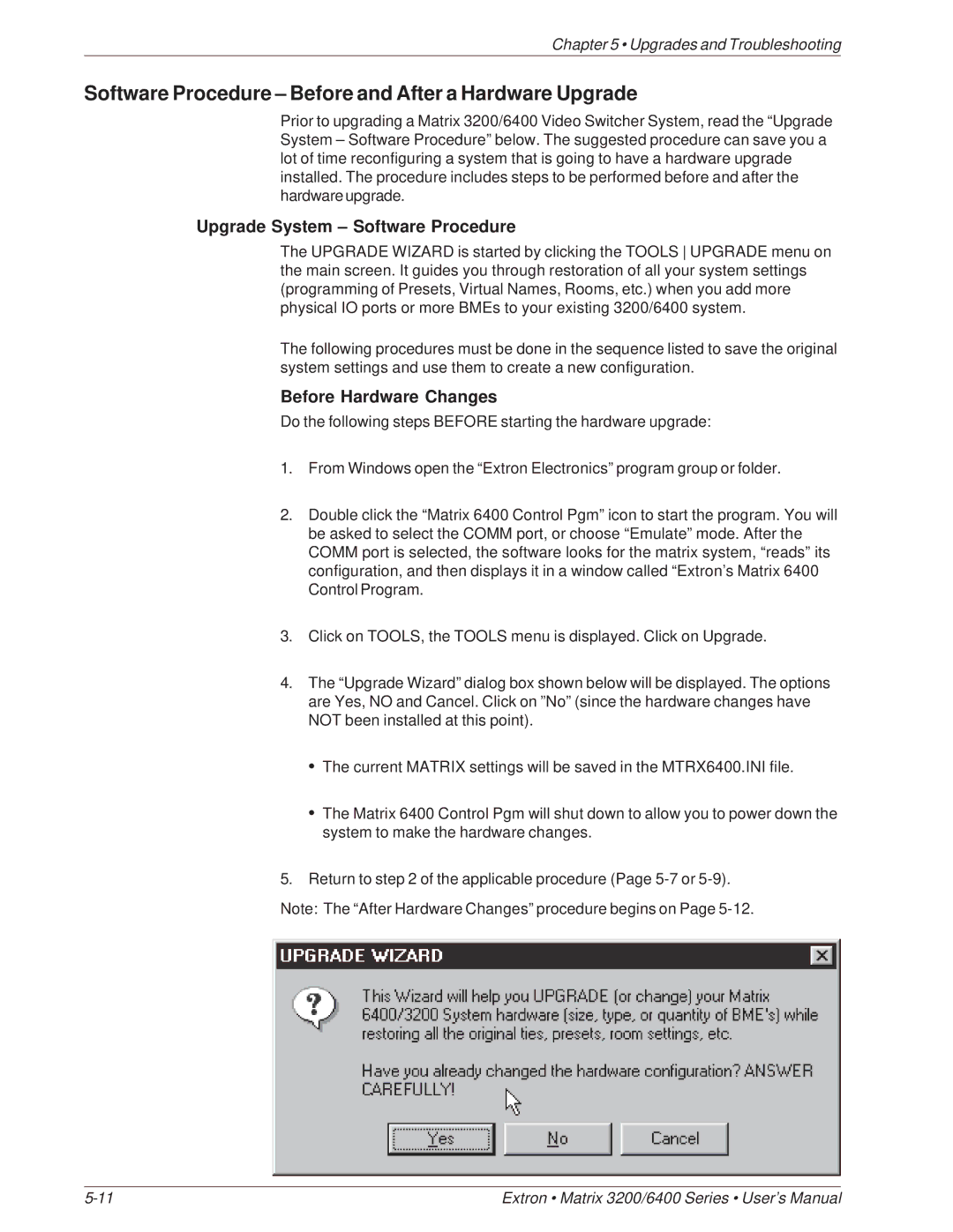 Extron electronic 3200 Series Software Procedure Before and After a Hardware Upgrade, Upgrade System Software Procedure 