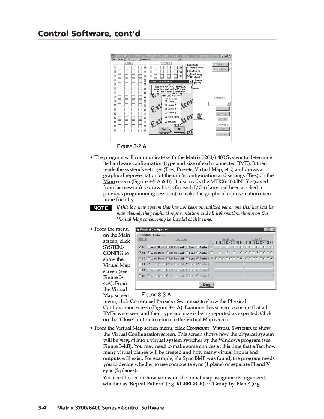 Extron electronic 3200s manual Control Software, cont’d, Matrix 3200/6400 Series Control Software 