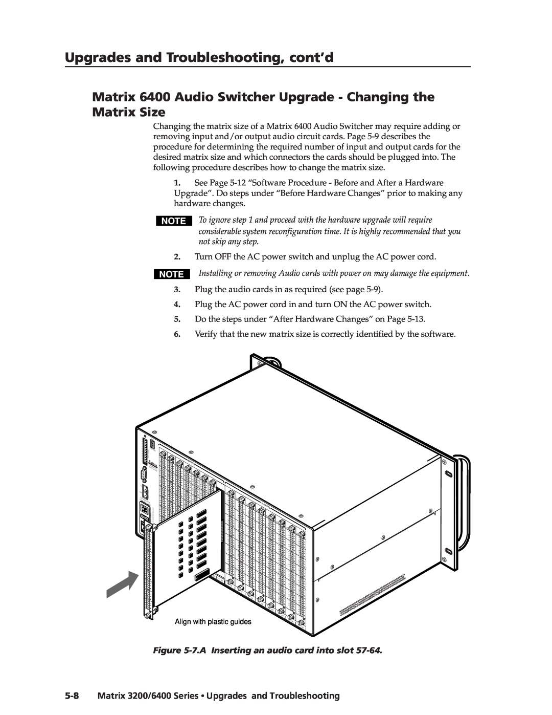 Extron electronic 3200s manual Matrix 6400 Audio Switcher Upgrade - Changing the Matrix Size 