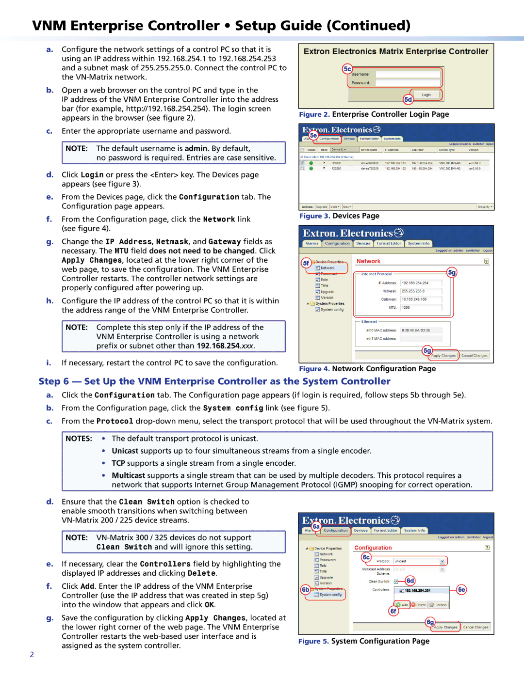 Extron electronic 325, 225 setup guide Enterprise Controller Login 