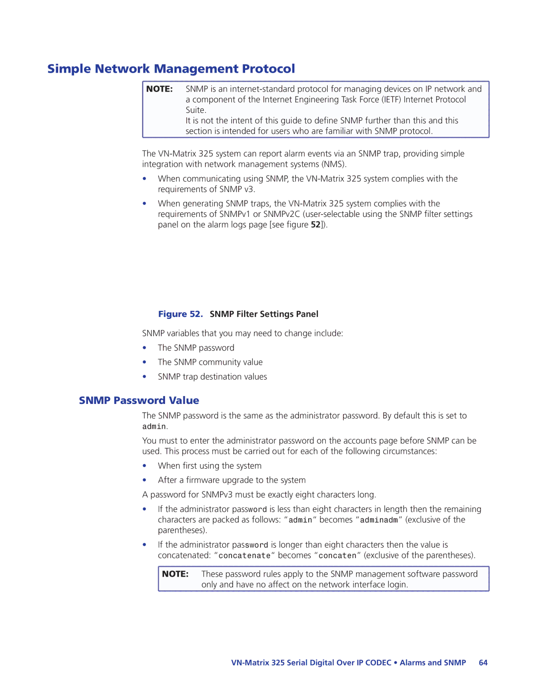 Extron electronic 325 manual Simple Network Management Protocol, Snmp Password Value 