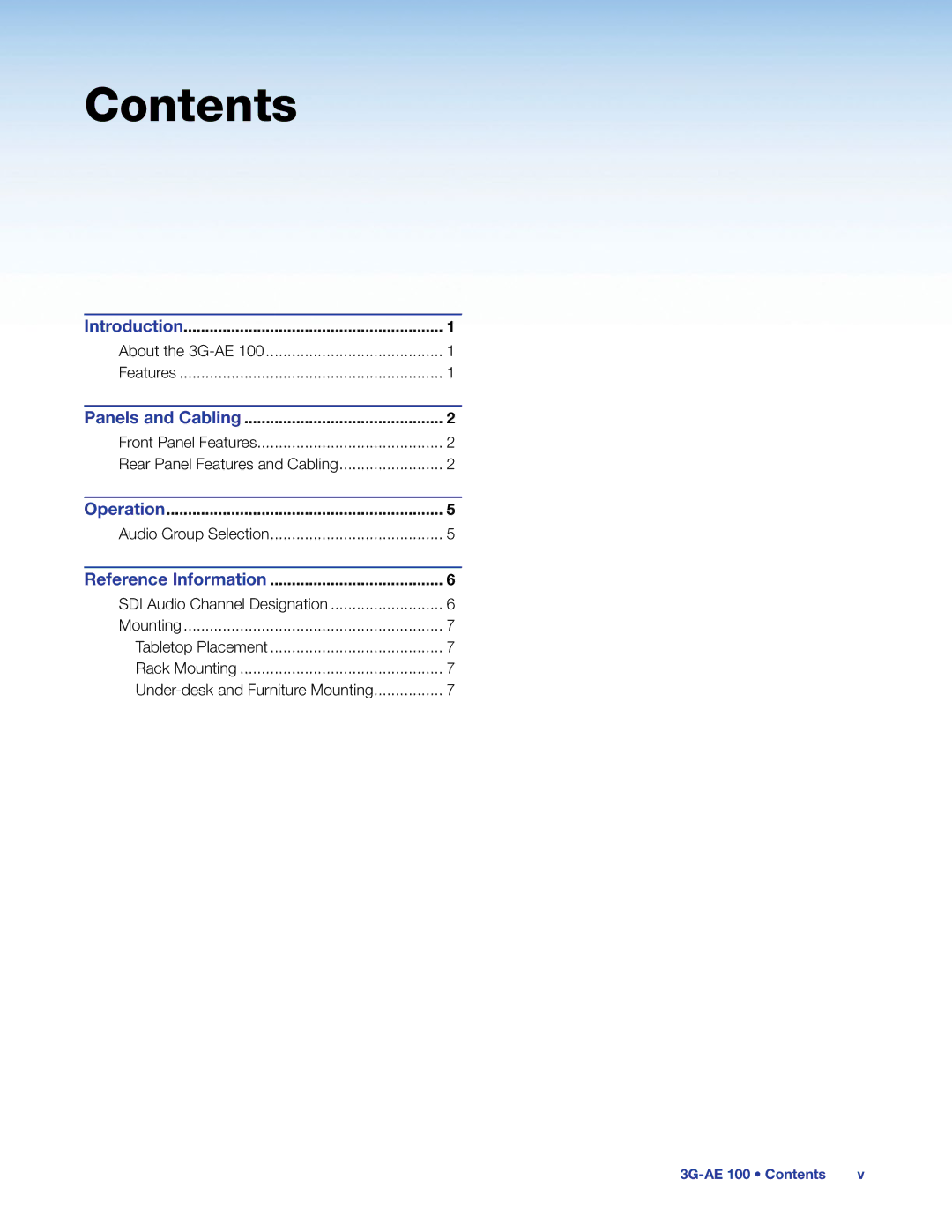 Extron electronic 3G-AE 100 manual Contents 