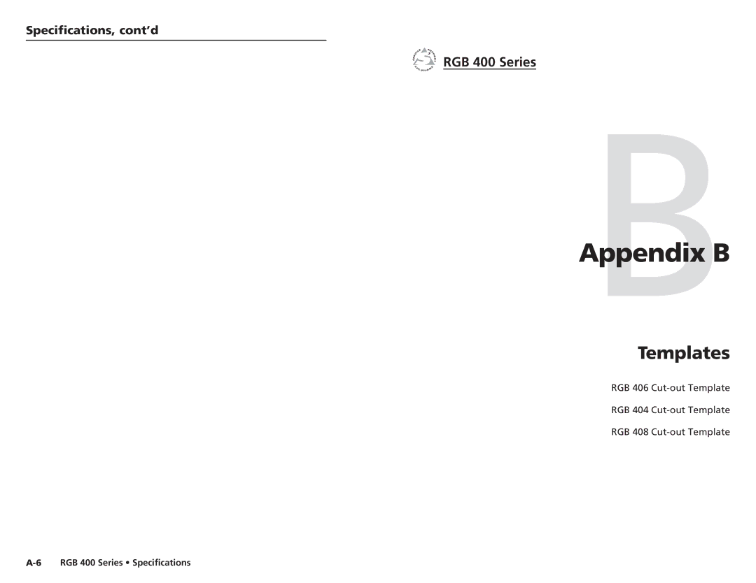 Extron electronic 400 user manual AppendixBB, Templates 